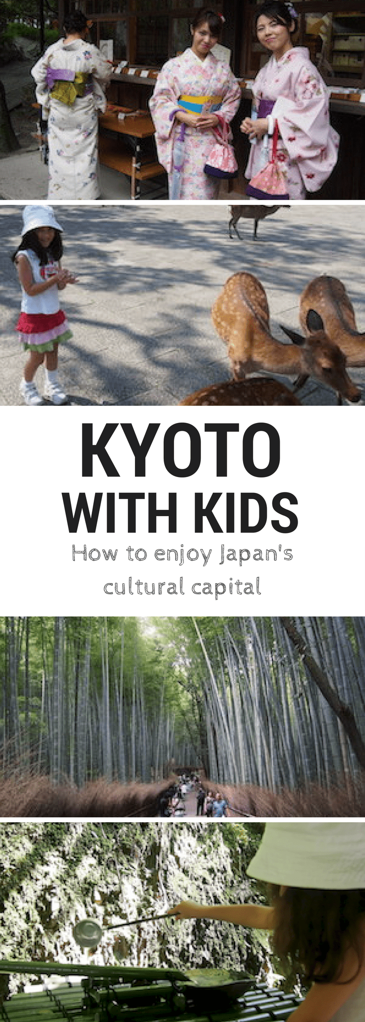 Take a family holiday to Kyoto, Japan's cultural capital. It's an idea introduction to Japanese culture featuring temples, kimonos, bamboo groves and deer.
